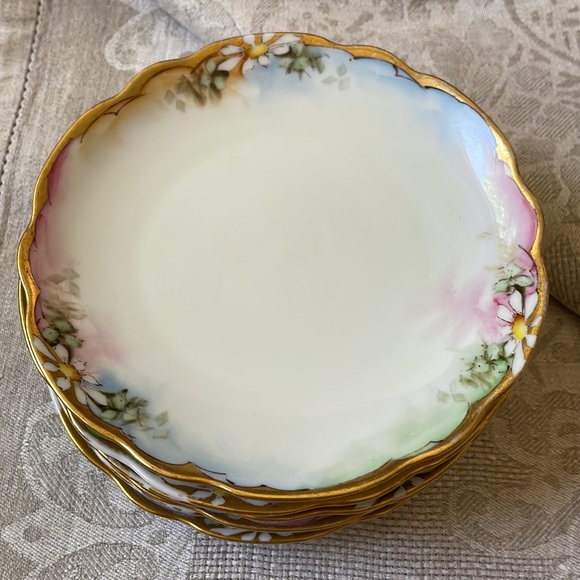 Antique lot of 6 Bavaria porcelain 6” plates gold rim floral design - Picture 12 of 12